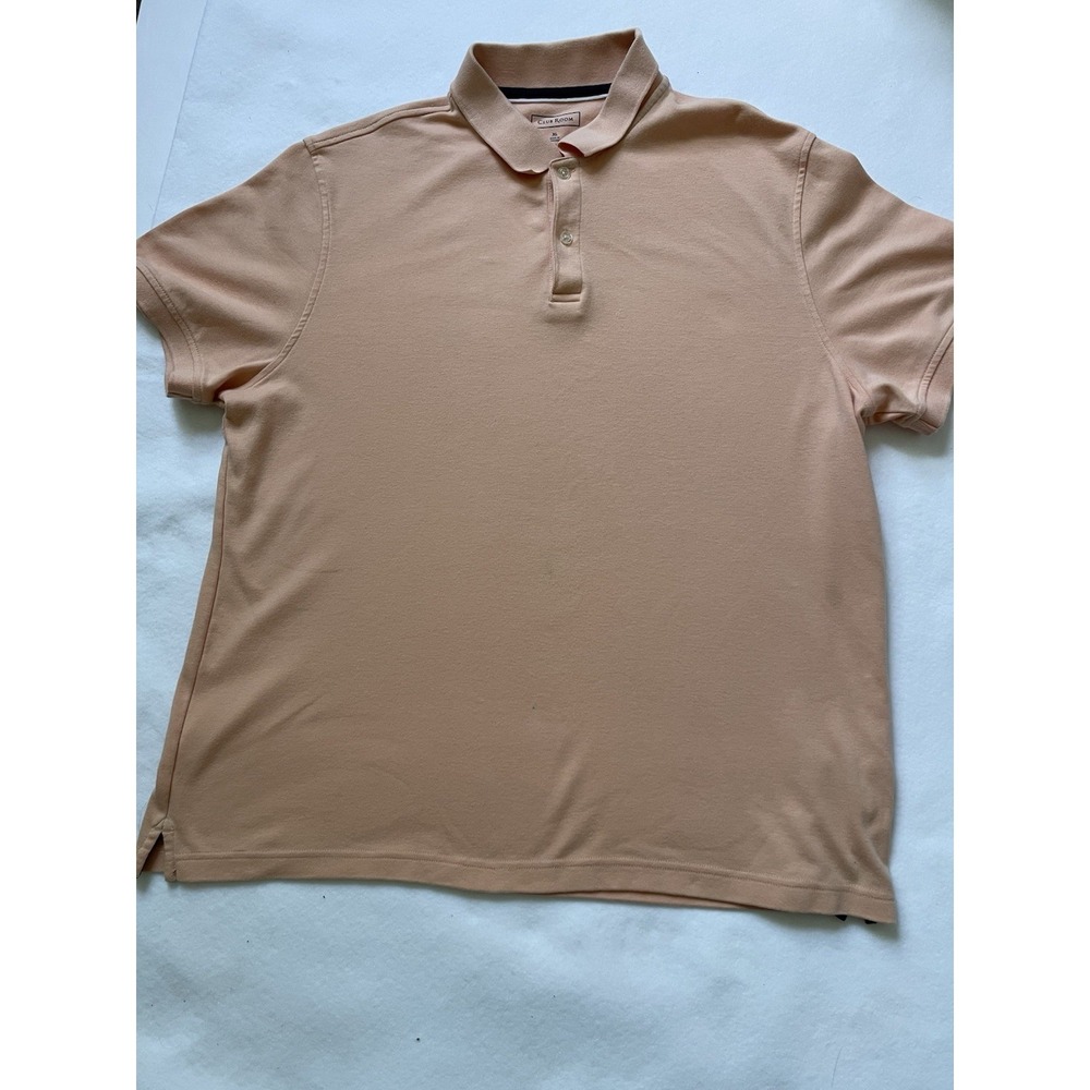 Men's Club Room Orange Peach Slub Short Sleeve Button-Down Shirt XL